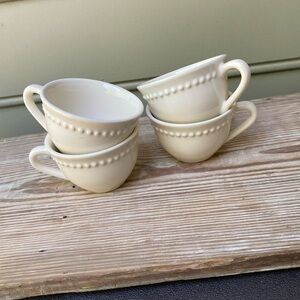 Pottery Barn China Emma Mug Set of 4 Beaded Stoneware Cups